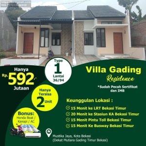 Villa Gading Residence KPR Rumah di Mustika Jaya Bekasi